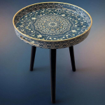 Simmer Stone &uuml;mmargune v&auml;limine k&uuml;ljelaud eemaldatavate 3 puidust jalaga, mitmek&uuml;lgne kandikulaud, sobib ideaalselt &uuml;mmarguseks kohvilaudaks, tee- ja l&otilde;&otilde;gastumiseks, 45cm (sinine lab&uuml;rint)