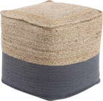 Beliani Boho Cotton Jute Square Beige / Dark Grey Kirama Pouf
