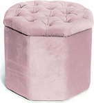 BiancheriaWeb Living Room Bean Bag Upholstered Octagonal Quilted Velour Plain Antique Pink