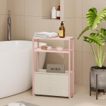 Leomonio kitsas k&uuml;ljelaud, kitsas k&uuml;ljelaud riidest korviga, kitsas laud v&auml;ikestesse ruumidesse, &otilde;huke &ouml;&ouml;kapp elutuppa, magamistuppa (1, Jelly Pink+Cream White)