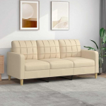 3-Sitzer diivanid Creme 198 x 77 cm Stoffbezug 100% pol&uuml;ester Metallgestell Modernes disain Bequeme Polsterung Robustes Kleinsofa f&uuml;r Wohnzimmer B&uuml;ro Schlafzimmer