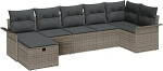 Rantry 7-teiliges Garten-Sofa-Set mit Kissen Grau Poly-Rattan Gartenlounge Model3358898