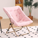 SESHINELL Comfy Saucer Chair, &uuml;lisuur kokkupandav Faux Fur Accent Lounge Lounge lugemine Lazy Chair metallist raamiga magamistuppa, elutuppa, &uuml;hiselamutuppa, roosa