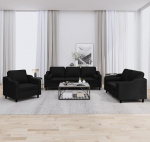 Rantry Schwarz Polster-Sofagarnitur Set mit 1 Sessel, 2- und 3-Sitzer-Sofa - Atmungsaktiv, Robust, Bequem - Wohnzimmer, Wohnraum Model3201790