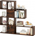 HOMASIS 4-tasandiline raamaturiiul, 10 kuubikutega ruumijaoturriiul, avatud astmeline riiul, puidust trepiriiul, kaasaegne p&uuml;stine riiul, organiseerija kuubikute riiul elutuppa, magamistuppa, kontorisse (Vintage Brown)