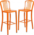 Flash Furniture 2 Pack Vertikaalne Slate Back Bar Stools sise- ja v&auml;litingimustes kasutamiseks Metal 30" Tall Orange