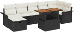 Rantry 8-teiliges Garten Sofa Set mit Kissen Schwarz Poly Rattan Gartenlounge Model3361250