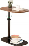 YYW Beistelltisch TV-Tablett f&uuml;r Couch, h&ouml;henverstellbar 360&deg; schwenkbar C-f&ouml;rmiger Beistelltisch f&uuml;r kleine R&auml;ume, Nachttisch Badezimmer Wohnzimmer (Walnuss gl&auml;nzend)