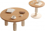 Wohnzimmertisch Rund Tischset Mehrschichtige Tischplatte aus Massivholz Side Table Living Room Einfache Montage Couchtisch aus Holz Geeignet f&uuml;r Wohnzimmer und B&uuml;ro(Yellow)