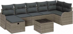 8-teiliges Garten Sofa Set mit Kissen Grau Poly Rattan, 2-Sitzer Garten Sofa mit Kissen Grau Poly Rattan Gartenlounge Model3359008