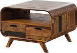 Massivmoebel24.de Miland kohvilaud massiivpuidust #232 Sheesham puidust tumepruun lakitud 1 sektsioon ja 2 sahtlit 70 x 70 x 50 cm kohvilaud diivanilaud k&uuml;ljelaud
