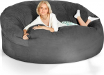 Green Bean Jumbo Max Giant Bean Bag with Memory Foam Flake Filling - XXL Bean Bag Made of Fluffy Velour in 6 ft (180 x 120 cm) Dark Grey - Indoor Lounge Bean Bag Washable & Cosy