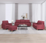 Gecheer 4-TLG. Sofagarnitur mit Kissen Weinrot Stoff, Moderne Couch Polstersofa f&uuml;r Wohnzimmer Schlafzimmer Spielzimmer3201256