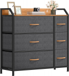 DWVO Chest of Drawers with 6 Drawers, Durable Fabric, Sturdy Metal Frame, Modern and Functional, Ideal for Bedroom, Living Room, Hallway, Children's Room, Dark Grey
