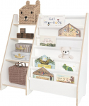 MAMOI raamatu ja m&auml;nguasjade riiul, funktsionaalne 2-in-1 riiul, riiulite ja riidest taskutega organiseerija, raamatukogu, Montessori stiilis m&ouml;&ouml;bel, 100% &ouml;koloogiline, valmistatud ELis.