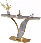 Generisch Moderner, schmaler Eingangstisch mit Ablagefl&auml;chen - Stilvoller Konsolen-Sofatisch f&uuml;r Wohnzimmer, Flur, Eingangsbereich - Dekoratives Gold-Finish (150 cm)