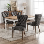 DRIXNO s&ouml;&ouml;gitoa tool (k&ouml;&ouml;gitool, elutoa tool unikaalse uksekloppijaga seljal), polsterdatud tool naelapeaga, t&auml;ispuidust jalad, sametkate, Hall