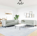 Gecheer Diivan Set Hellgrau Samt, Wohnzimmer Polstersofa Couch f&uuml;r Apartment B&uuml;ro G&auml;stezimmer Schlafzimme3385864