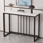 Schmale Konsolentische f&uuml;r Flur und Eingangsbereich, Ablage hinter dem Sofa, Marmor-Spiegel-Display, moderner Eingangstisch, moderner Konsolentisch mit Holzplatte und Metallgestell, schmaler
