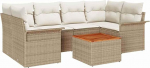 Rantry 7-teiliges Garten Sofa Set mit Kissen Beige Poly Rattan Akazie Gartenlounge Model3347281