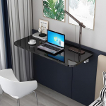 Klappbarer Schreibtisch zur Wandmontage, Faltbarer Computertisch, zusammenklappbarer Esstisch, platzsparender schwebender Schreibtisch f&uuml;r Home Office, Wohnzimmer, Schlafzimmer, Schwarz, 80