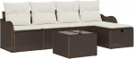 Garten-Sofa-Set mit Kissen mit Speicher 6 tk Braun Poly Rattan Gartenm&ouml;bel Model3360299
