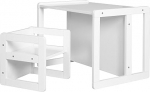 roba Children's 3-in-1 Seating Set, Reversible Stool & Convertible to the Table, Children's Furniture Set Made of Wood, White