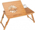 Verstellbarer faltbarer Laptop-Schreibtisch - Tragbares Betttablett mit neigbarer Schublade und Getr&auml;nkehalter f&uuml;r Fr&uuml;hst&uuml;cksarbeit und Studium - ideal f&uuml;r Home Office & Reisen