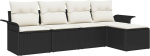 5-teiliges Garten Sofa Set mit Kissen Schwarz Poly Rattan, 2-Sitzer Garten Sofa mit Stauraum & Kissen Schwarz Poly Rattan Gartenlounge Model3353986
