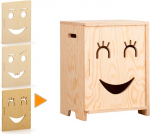 smartwood KAPI 3P Wooden Bedside Table Children's Room Furniture for Boys and Girls - Stylish and Functional Children's Shelf - Children's Bookcase, Natural Wood, Opening Right