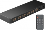 goobay HDMI Matrix Switch 4x2, 4K 60Hz l&uuml;liti 4 allikale 2 monitorile, koos heliv&auml;ljundiga (Toslink + 3,5 mm pistik), HDCP 2.2, koos kaugjuhtimispuldiga - 58479