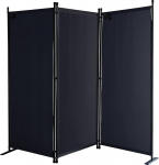 Quick Star 3-Piece Screen, 170 x 165 cm, Fabric Room Divider, Balcony Divider, Folding Privacy Screen, Black