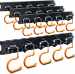 TURAKOS Garden Tool Holder - 4 x 40 cm Tool Holder Wall Mount with Non-Slip Rubber Coating, Garden Tools Hanging for Garage, Tool Shed, Cellar