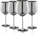 WOTOR Stainless Steel Wine Glasses, Set of 4, 540 ml, Camping Wine Glasses, Unbreakable, Robust & Portable Metal Goblets, Suitable for Outdoor, Pool, Travel (Silver)