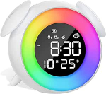 Laste digitaalne &auml;ratuskell, laste &auml;ratuskell, unetreener, LED digitaalne kell topelt &auml;ratusega, 10 v&auml;rvilised tuled, torketund, t&ouml;&ouml;p&auml;eva režiim, 7 helisignaali, 12/24 tundi, valguse &auml;ratuskell.