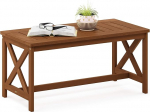 Furinno Tioman Outdoor Table with X Leg in Teak Oil, Natural, 45.21 x 89.92 x 43.18 cm
