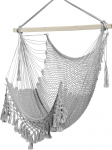 Hanging Chair Made of Soft Cotton Rope with Heavy Duty Metal Pole, Suitable for Indoor Outdoor Garden Balcony, Maximum Load 150 kg