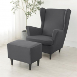 Highdi 2-Piece Wing Chair Cover with Ottoman Protective Cover, Armchair Throws, Wing Chair Protective Covers, Stretch Tiger Chair Cover with Armrest, High Backrest (Dark Grey)
