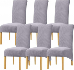 YZFZP Large Size Dining Room Hotel Fleece Fabric Stretch Chair Cover Grey 6 Pieces