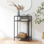 [en.casa] Kumlinge Console Table Living Room Table Narrow 55 x 30 x 85 cm Hallway Table with Shelf Metal Black