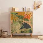 Dmora Canopo Chest of Drawers, Living Room Buffet, Living Room Sideboard, Modern Kitchen Pantry, 95 x 36 x 111 cm, Oak and Green