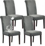 SHILV. HOME 100% veekindel s&ouml;&ouml;gitooli kate - Stretch Jacquard Parsons Slipcover, eemaldatav pestav kaitsekate (helehall, 4 tk.)