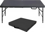 GYMFLEX kokkupandav laud 125 x 61 cm plastikust kokkupandav aialaua multifunktsionaalne laud k&auml;epidemega grillimiseks, telkimiseks, pidude korraldamiseks, musta v&auml;rvi