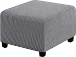 GEBIN Stretch Ottoman Cover, Ottoman Slipcover 1 Piece, Diivan Cover, Jacquard Stool Cover, viskab Elastic, Storage Ottoman Covers m&ouml;&ouml;bli kaitsja Soft Rectangle Protective Cover (Grey, X-Large)