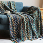 QIUMING Boho Bed Checked Blanket Geometry Aztec Baja Blankets Ethnic Diivan Cover Slipcover Decor Throw Wall Hanging Tapestry Rug