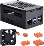 GeeekPi Raspberry Pi 5 alumiiniumist korpus, tugi PCIe M.2 NVMe SSD Shield Top X1001 / X1000 / N04 /N05 & Raspberry Pi 5 aktiivne jahuti