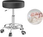 Reguleeritav k&otilde;rgus 49 cm - 63 cm, jalatugedega rulltoolid keha l&otilde;dvestamiseks, kompaktne, mugav ja kerge PU nahast ratastega tool, p&ouml;&ouml;rlev tool, t&ouml;&ouml;jalg, juuksurijalatsid