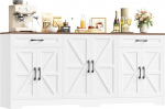 HOCSOK Sideboard, 180 cm lai k&ouml;&ouml;gikapp koos t&ouml;&ouml;tasapinnaga, 6 ukse ja 2 sahtliga k&ouml;&ouml;gikapp, k&ouml;&ouml;gi buffetkapp koos reguleeritava riiuliga elutuppa, 180 x 87 x 34 cm.