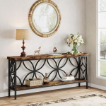 Tribesigns konsoollaud riiuliga, 160cm kitsas diivanilaud, diivanipoolne laud, unikaalne disain sissep&auml;&auml;su, koridori, elutoa jaoks, pruun