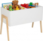 Relaxdays Laste kirst Skandinaavia K x S x S: 45 x 60 x 30 cm, MDF, raamatutele ja m&auml;nguasjadele, avatud m&auml;nguasjakirst, valge/loomine